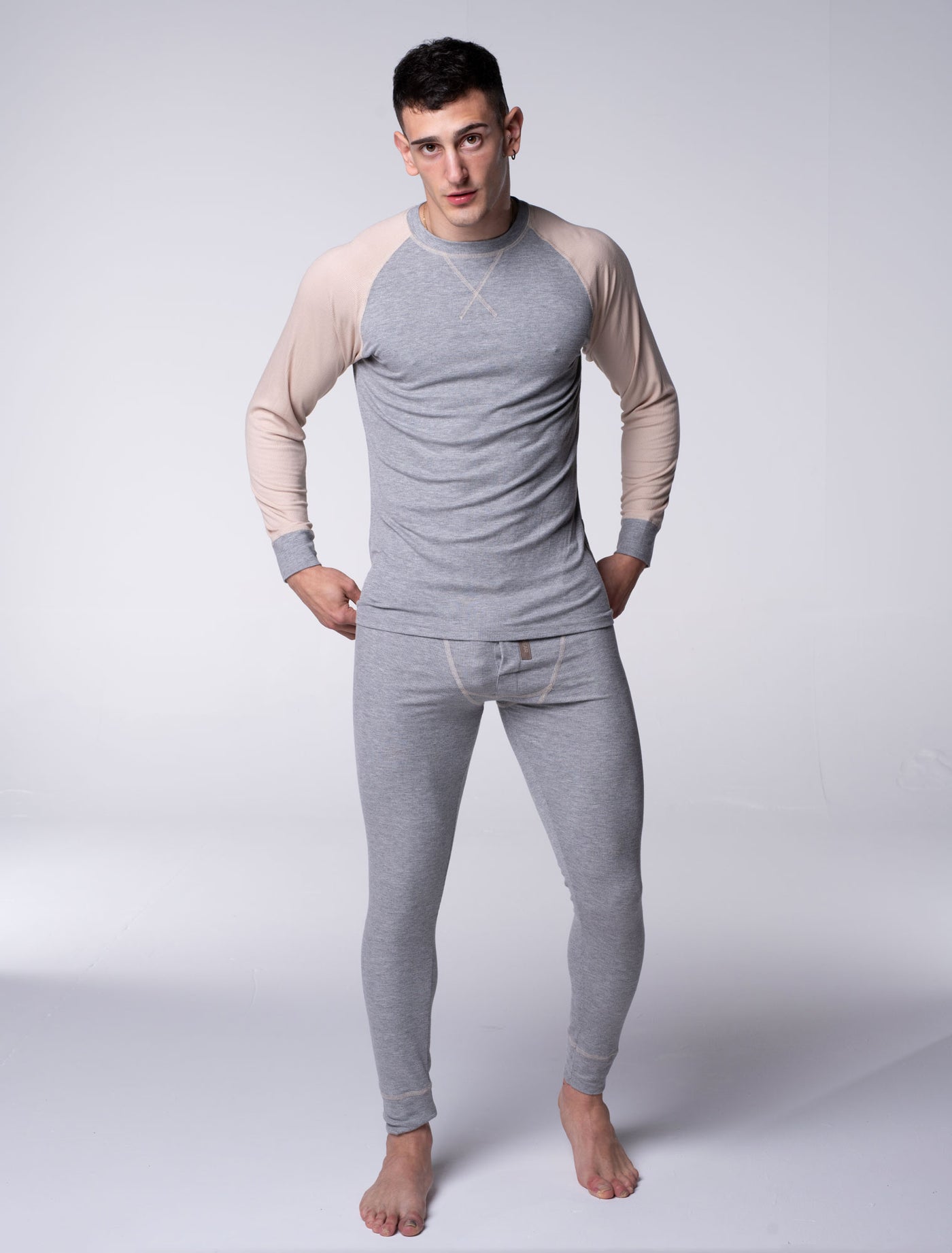 Mens Ribbed Pyjama Sets - Melange Grey - boxmenswear - {{variant_title}}