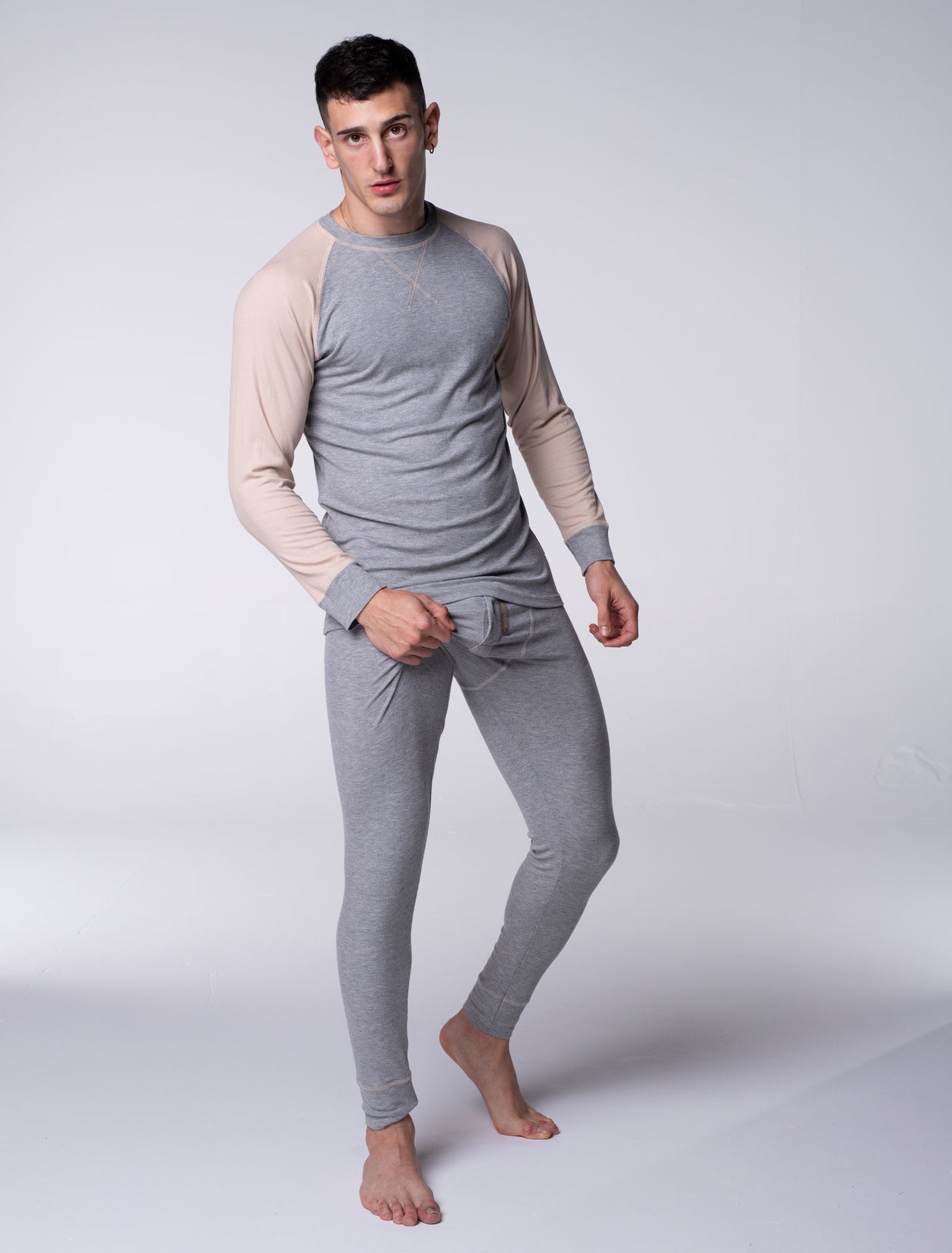 Mens Ribbed Pyjama Sets - Melange Grey - boxmenswear - {{variant_title}}