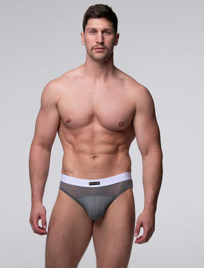 Mens Curved Mesh Briefs - Grey - boxmenswear - {{variant_title}}