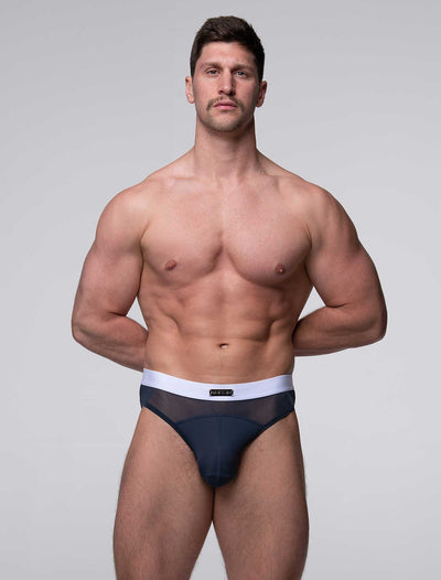 Mens Curved Mesh Briefs - Navy - boxmenswear - {{variant_title}}