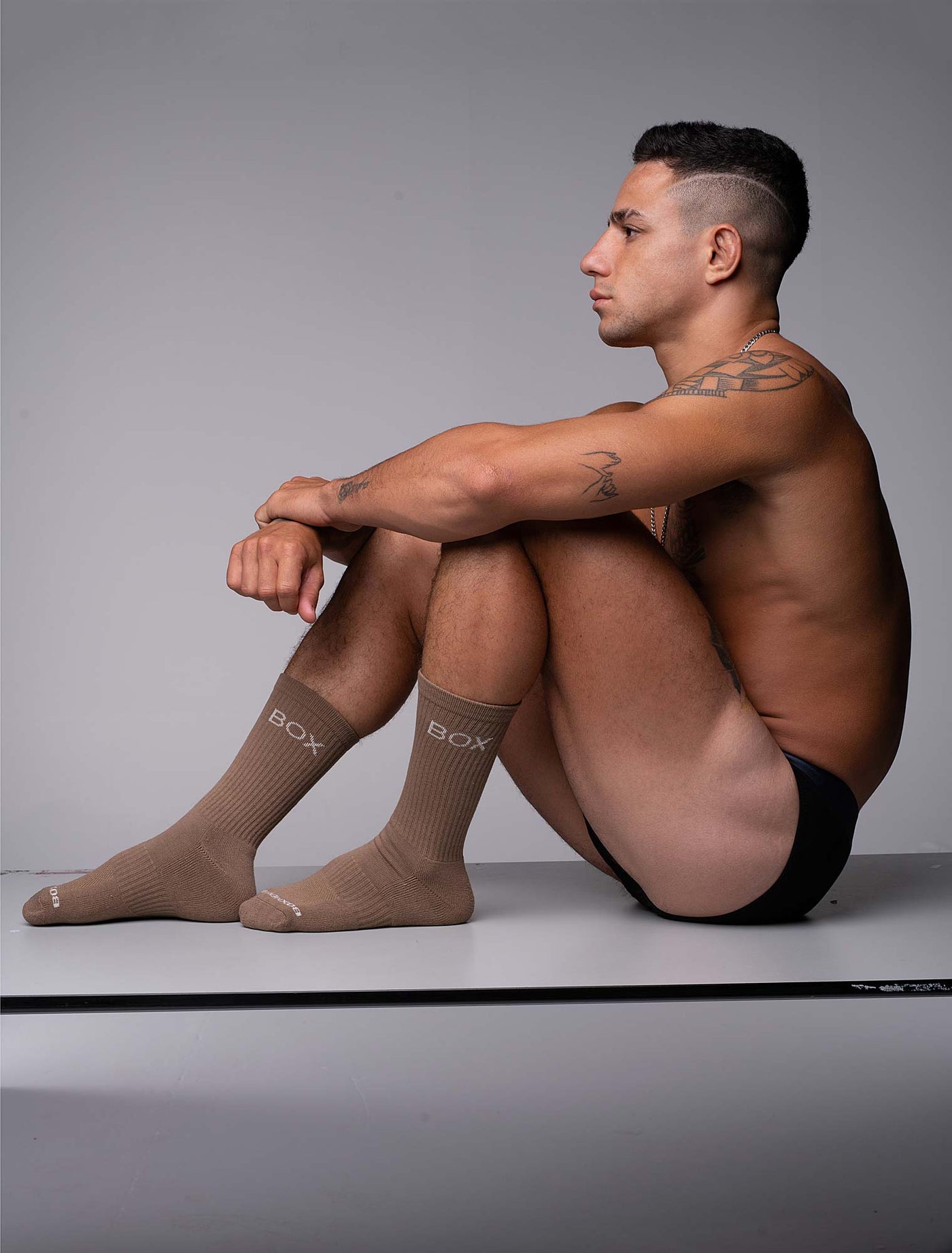 Essentials Rib Crew Socks - Taupe - boxmenswear - {{variant_title}}