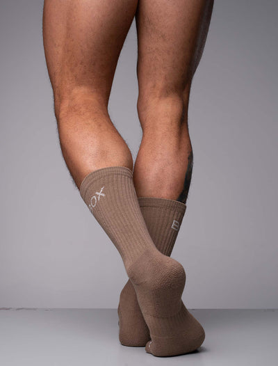 Essentials Rib Crew Socks - Taupe - boxmenswear - {{variant_title}}