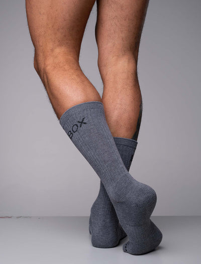 Essentials Rib Crew Socks - Light Grey - boxmenswear - {{variant_title}}