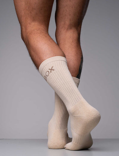 Essentials Rib Crew Socks - Cream - boxmenswear - {{variant_title}}