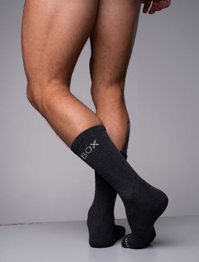 Essentials Rib Crew Socks - Dark Grey - boxmenswear - {{variant_title}}