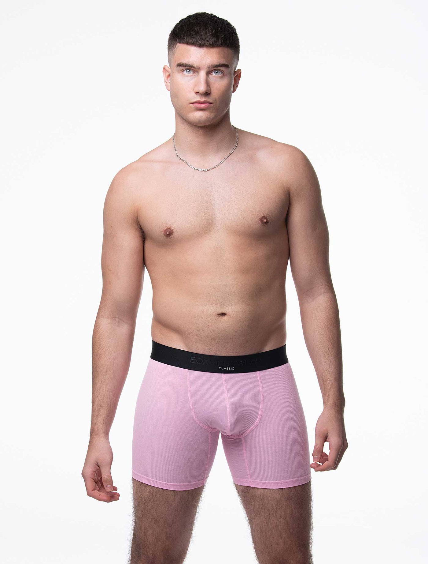 Mens Classic Ribbed Boxers - Pink - boxmenswear - {{variant_title}}