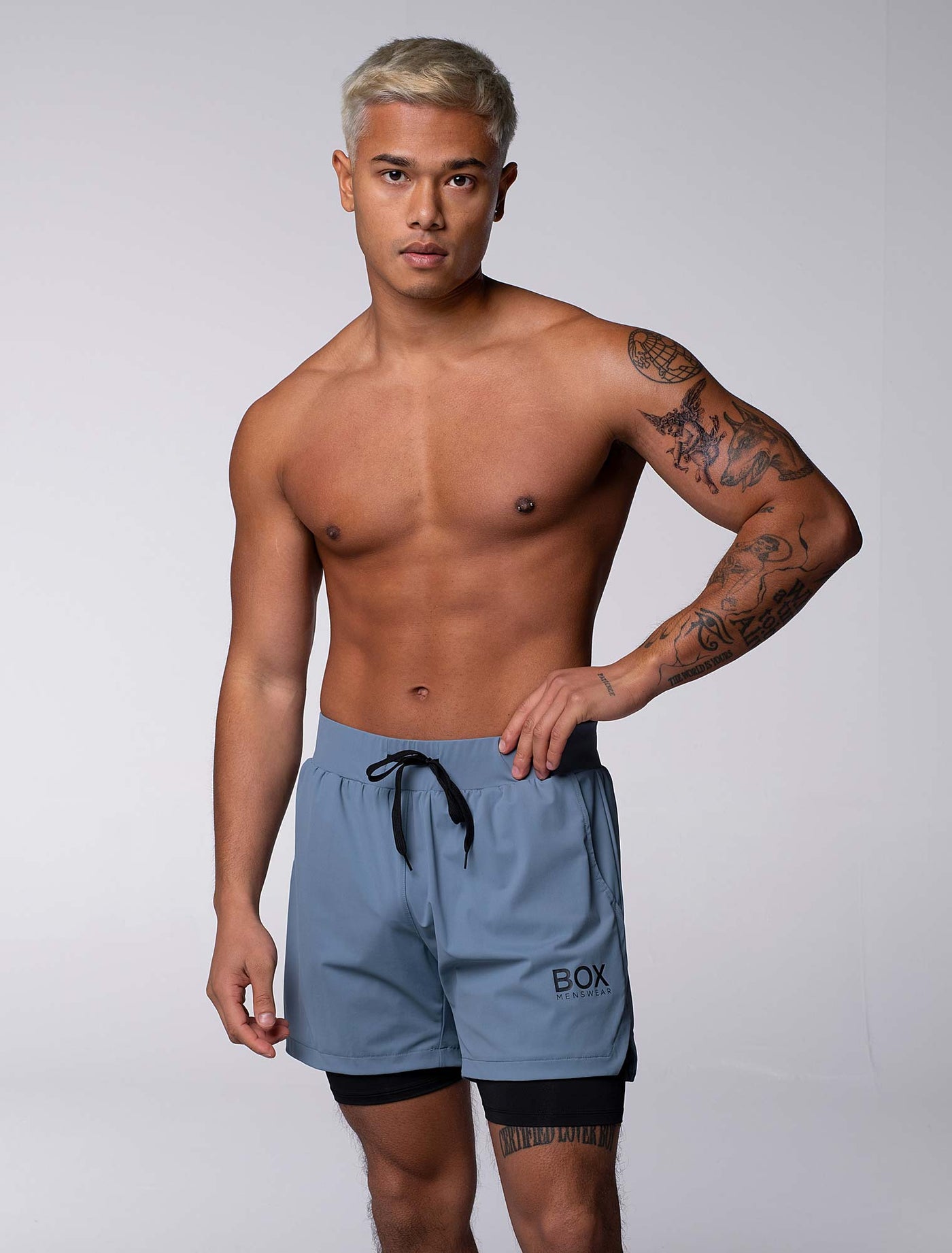 Mens Double Layer Sports Shorts - Charcoal - boxmenswear - {{variant_title}}