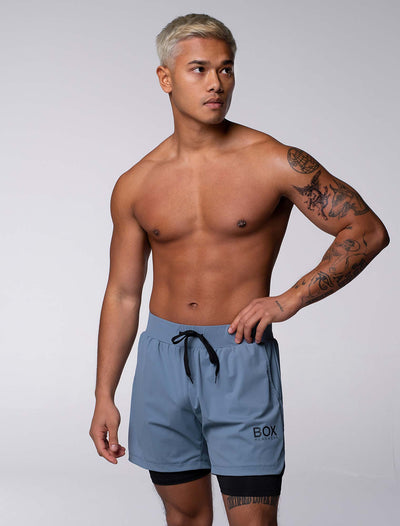 Mens Double Layer Sports Shorts - Charcoal - boxmenswear - {{variant_title}}