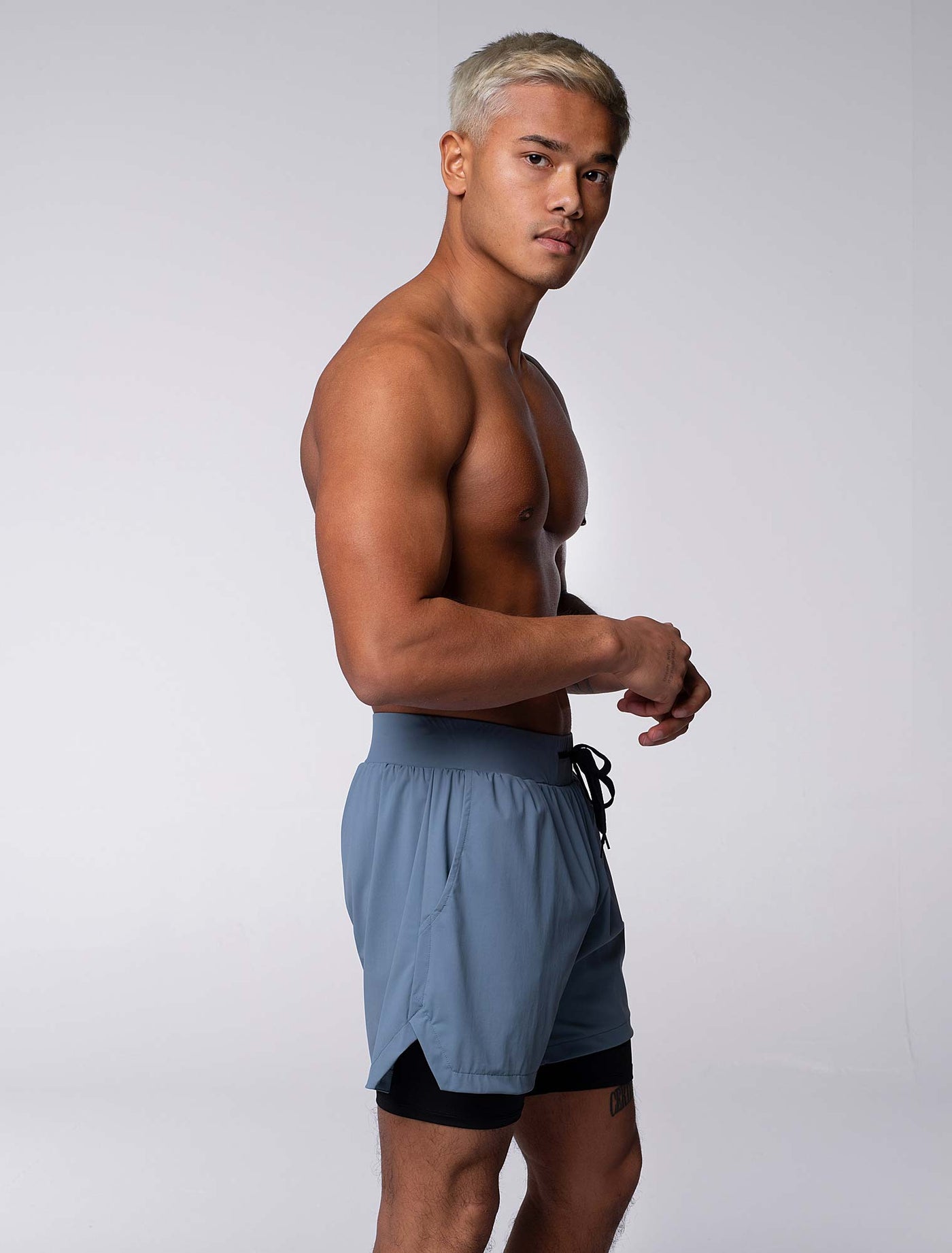 Mens Double Layer Sports Shorts - Charcoal - boxmenswear - {{variant_title}}