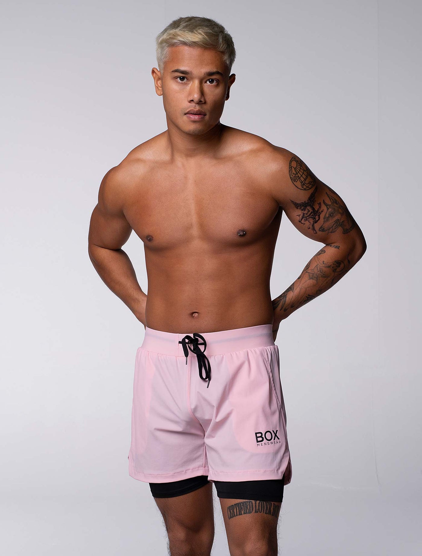 Mens Double Layer Sports Shorts - Pink - boxmenswear - {{variant_title}}