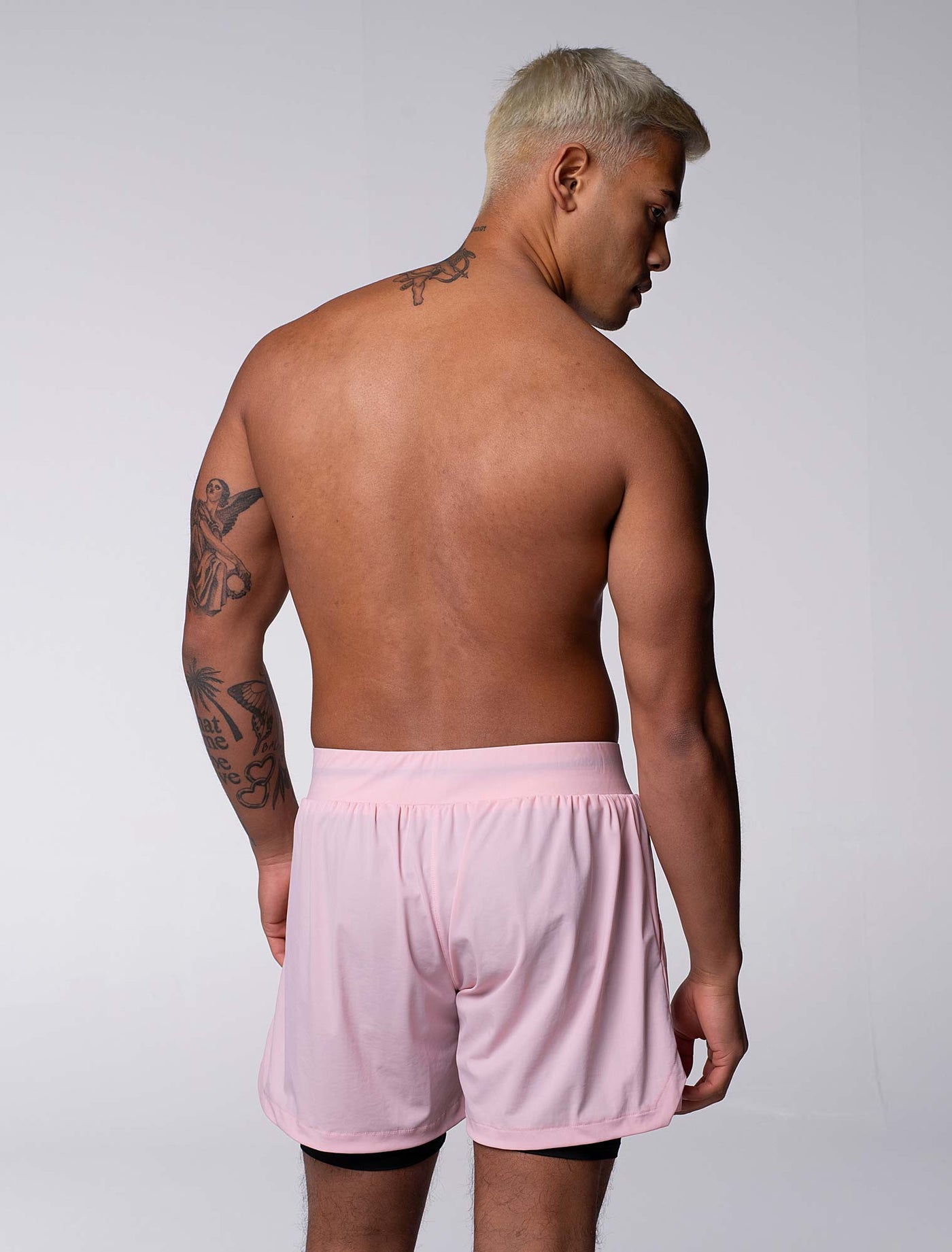 Mens Double Layer Sports Shorts - Pink - boxmenswear - {{variant_title}}