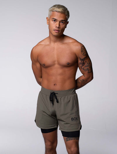 Mens Double Layer Sports Shorts - Green - boxmenswear - {{variant_title}}