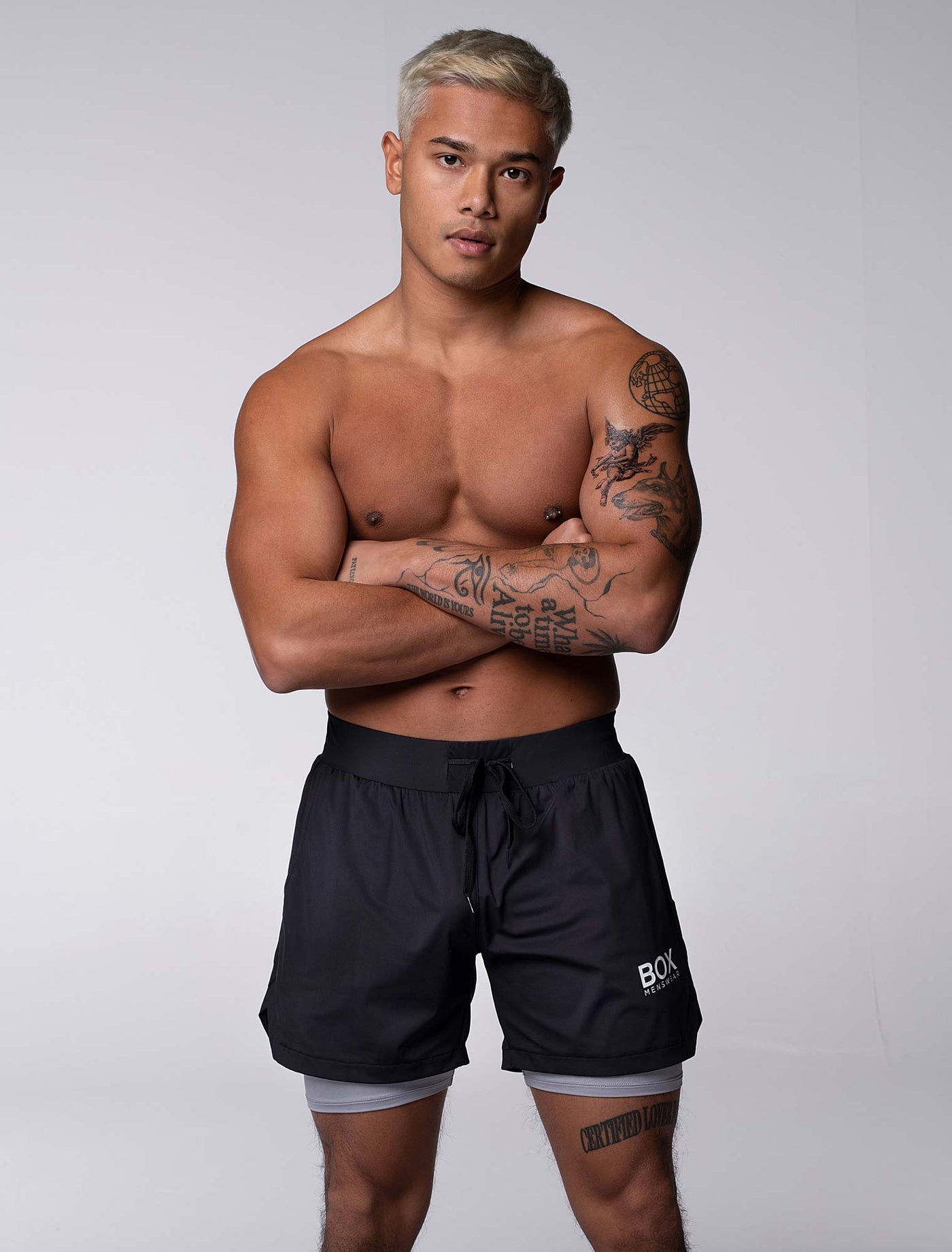 Mens Double Layer Sports Shorts - Black - boxmenswear - {{variant_title}}