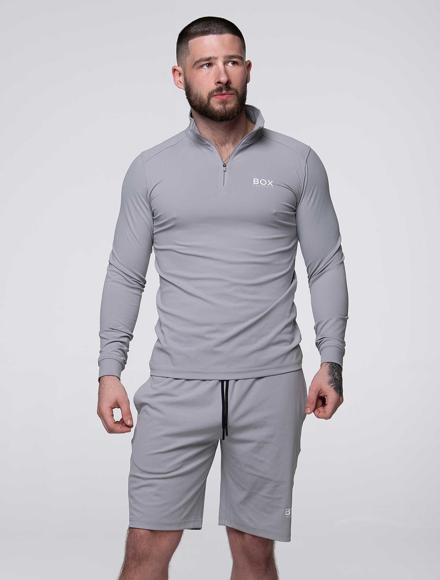 Active Panelled 1/4 Zip Jacket - Grey - boxmenswear - {{variant_title}}