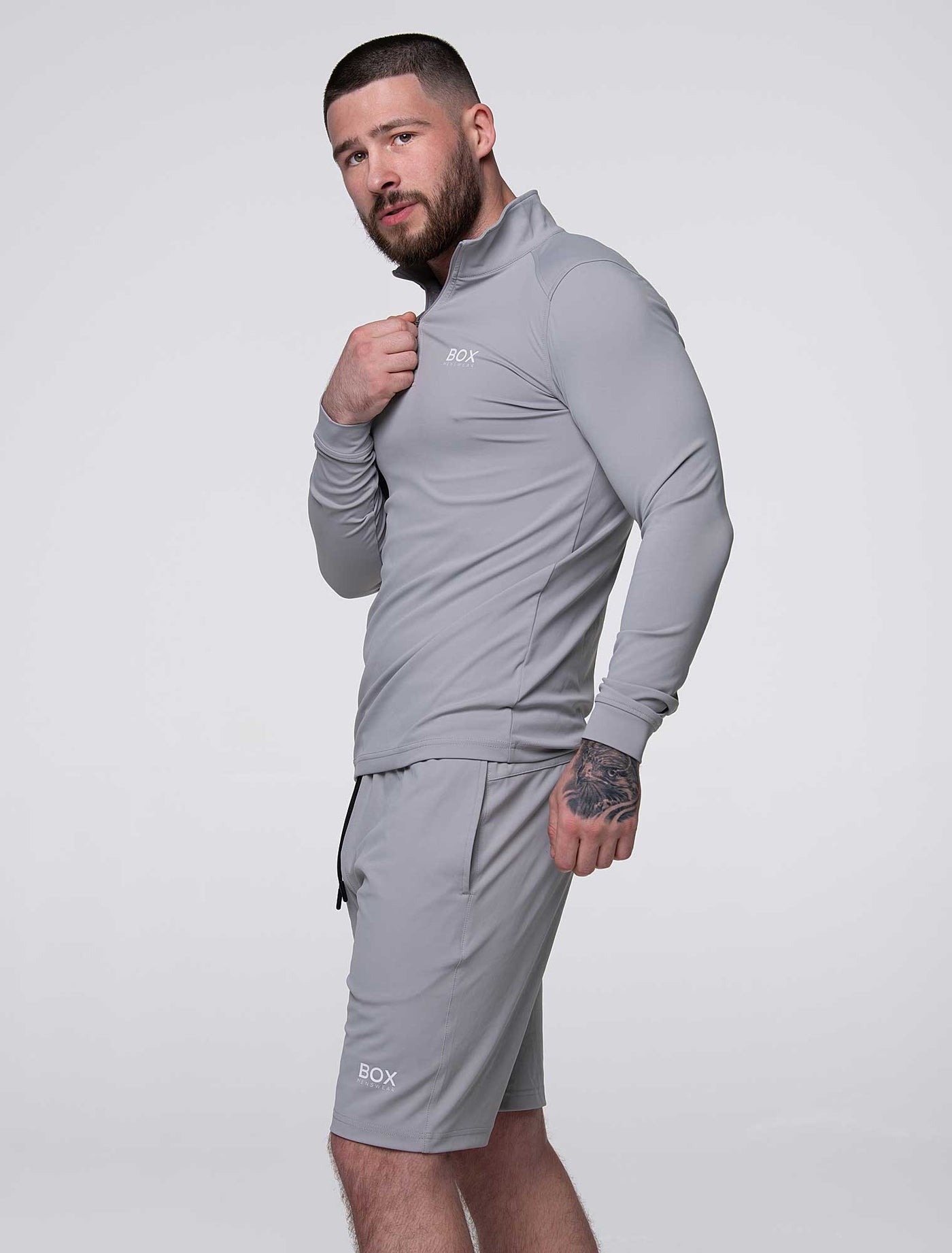 Active Panelled 1/4 Zip Jacket - Grey - boxmenswear - {{variant_title}}