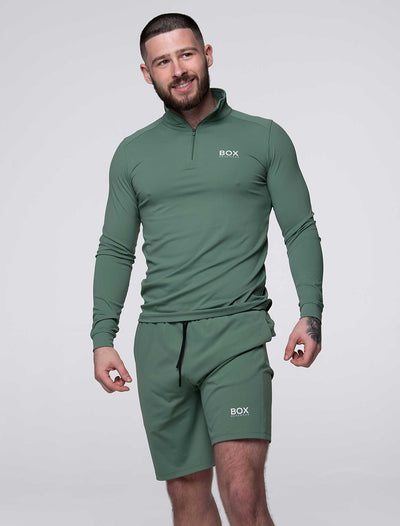 Active Panelled 1/4 Zip Jacket - Green - boxmenswear - {{variant_title}}