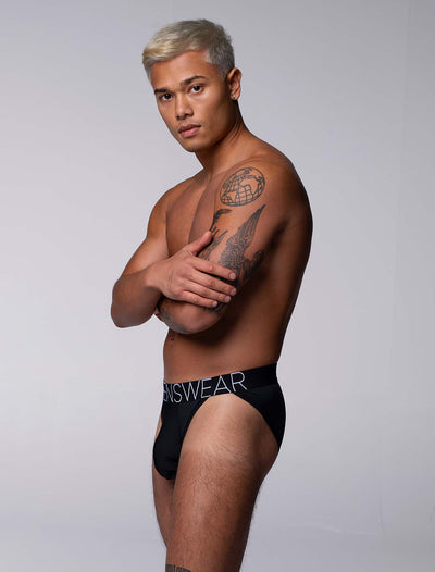 Mens Tanga Briefs: Defined Crotch - Black - boxmenswear - {{variant_title}}