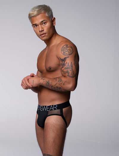 Totally Transparent Varsity Mesh Jockstrap - Direct Black - boxmenswear - {{variant_title}}