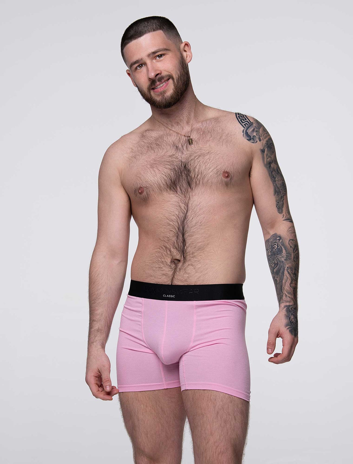 Mens Classic Ribbed Boxers - Pink - boxmenswear - {{variant_title}}