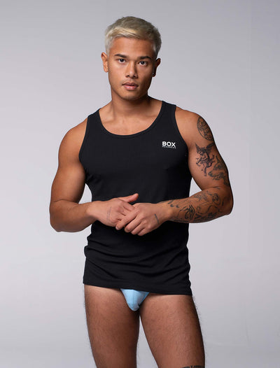 Mens Essential Ribbed Vest - Black - boxmenswear - {{variant_title}}