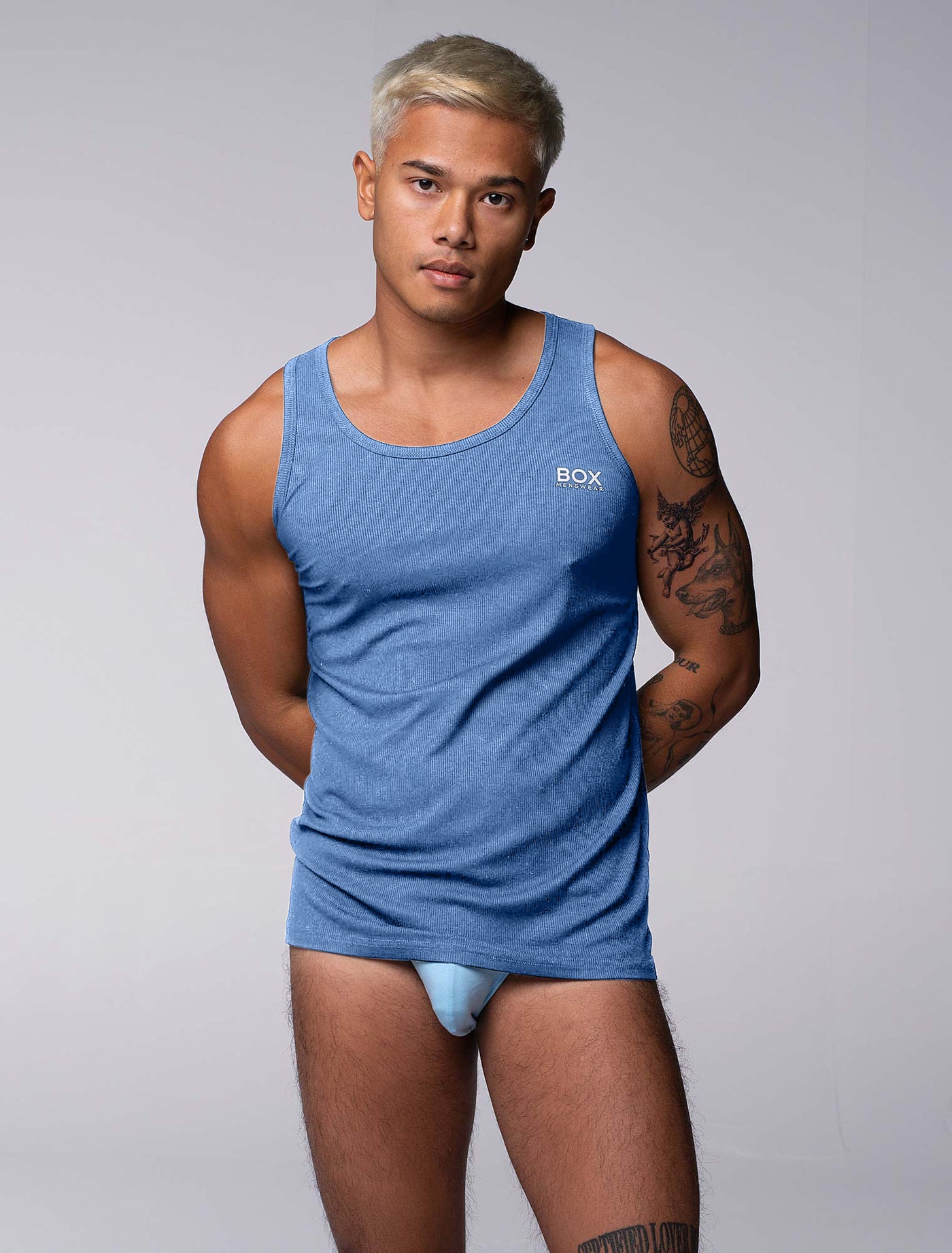 Mens Essential Ribbed Vest - Blue - boxmenswear - {{variant_title}}