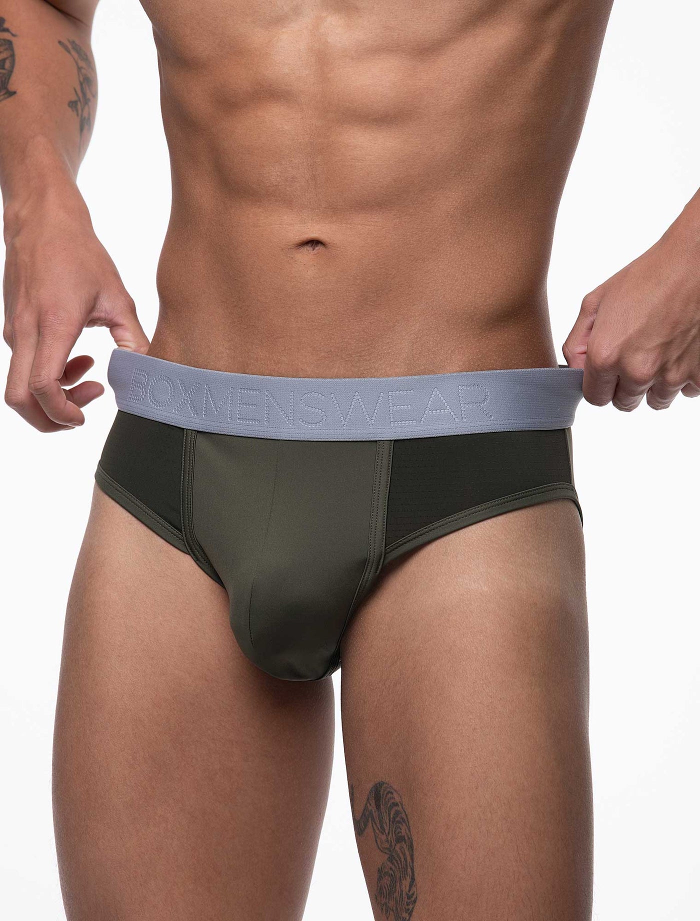 Mesh Panel Briefs - Château Green - boxmenswear - {{variant_title}}