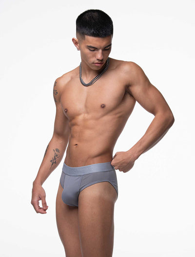 Mesh Panel Briefs - Regal Grey - boxmenswear - {{variant_title}}