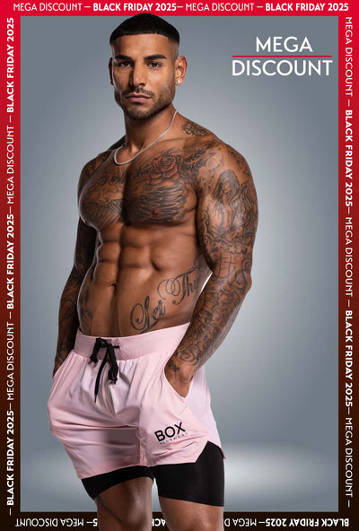 Mens Double Layer Sports Shorts - Pink - boxmenswear - {{variant_title}}