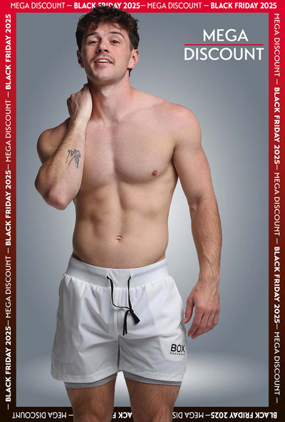 Mens Double Layer Sports Shorts - White - boxmenswear - {{variant_title}}
