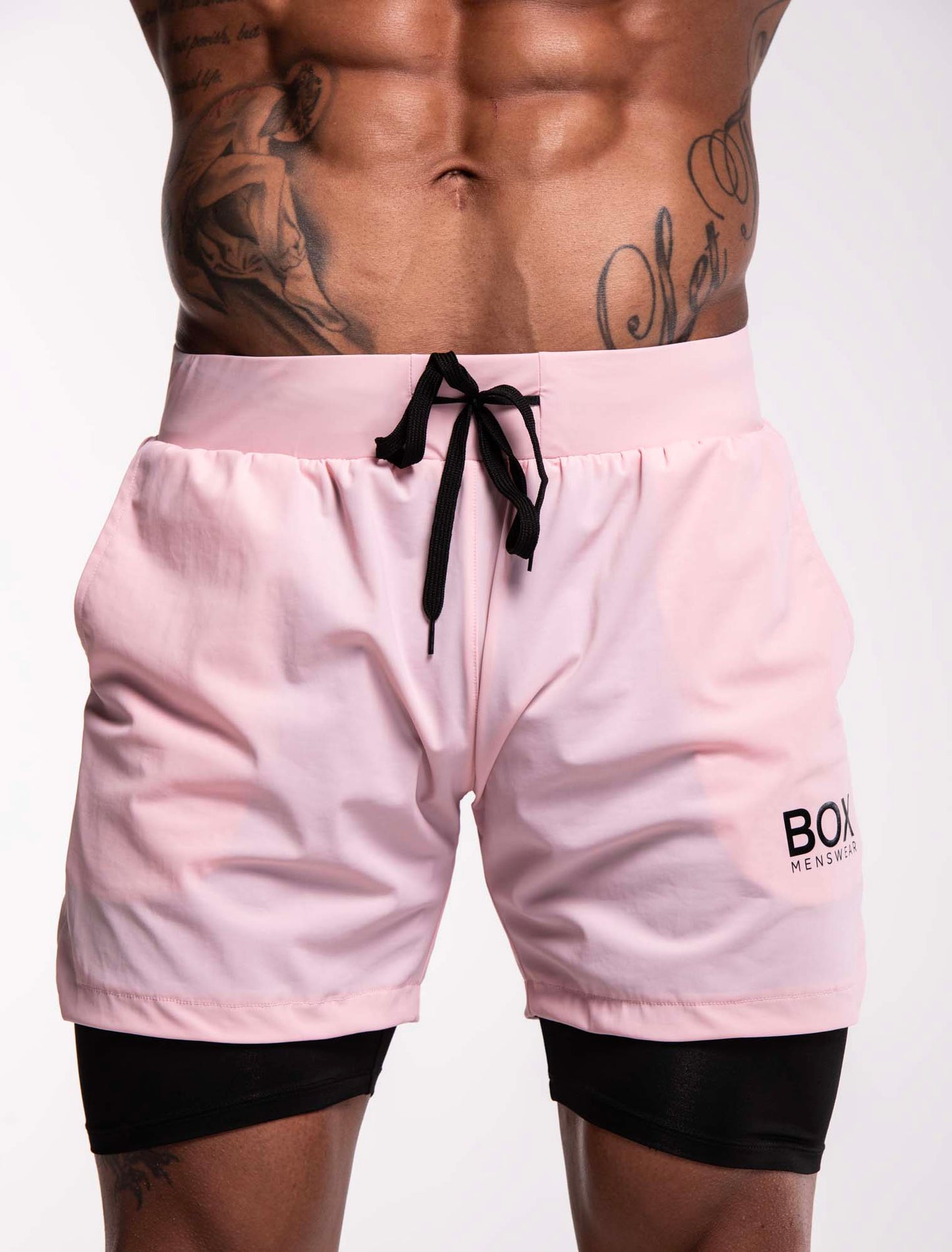 Mens Double Layer Sports Shorts - Pink - boxmenswear - {{variant_title}}