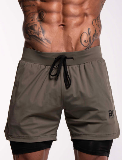 Mens Double Layer Sports Shorts - Green - boxmenswear - {{variant_title}}