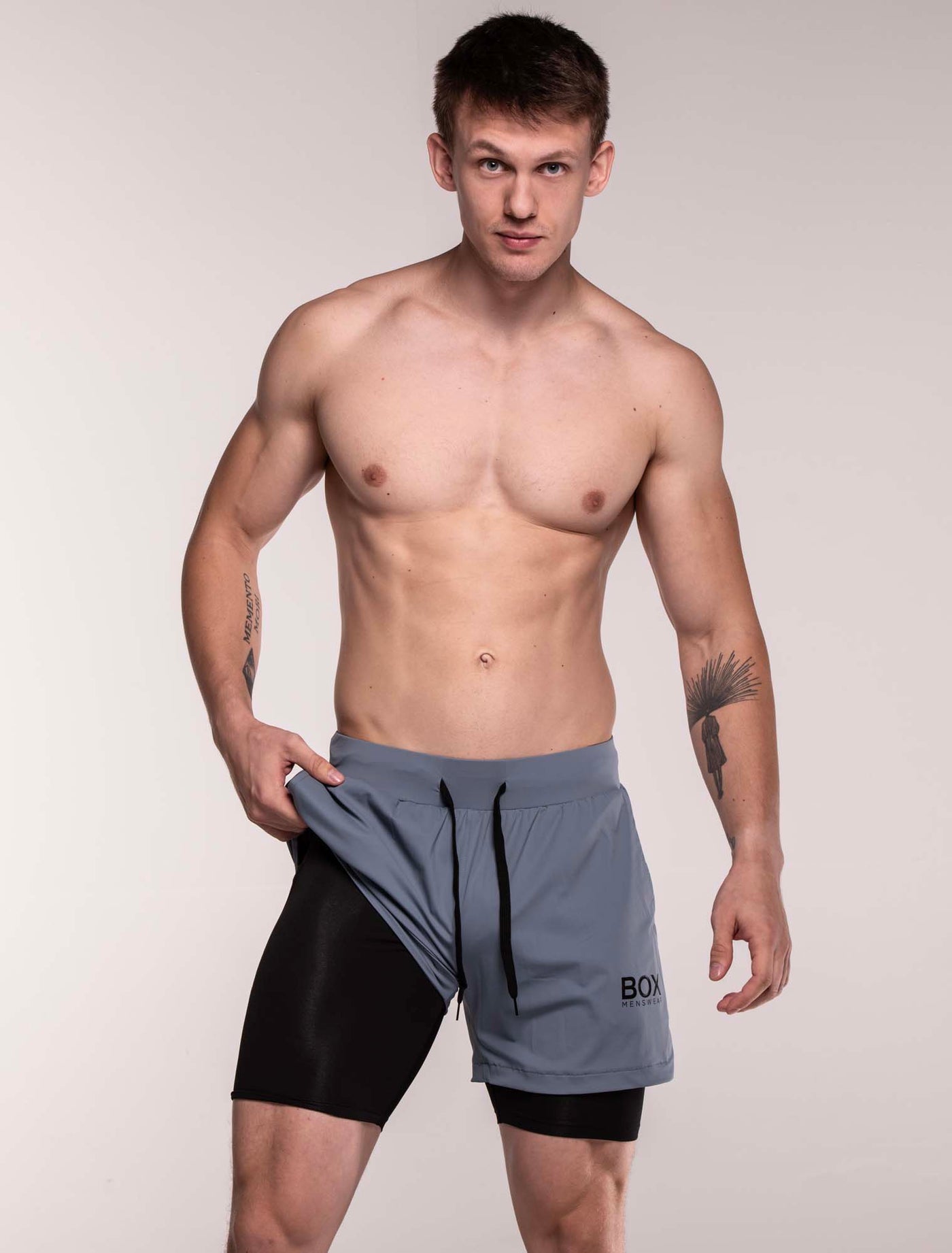 Mens Double Layer Sports Shorts - Charcoal - boxmenswear - {{variant_title}}