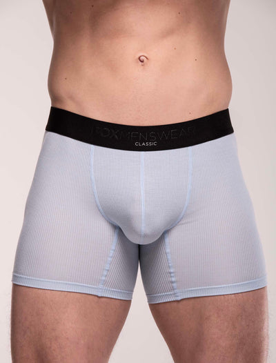 Mens Classic Ribbed Boxers - Blue - boxmenswear - {{variant_title}}