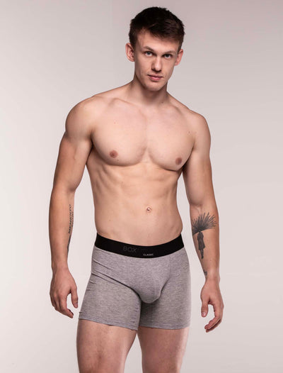Mens Classic Ribbed Boxers - Grey - boxmenswear - {{variant_title}}