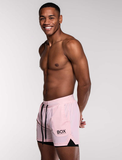 Mens Double Layer Sports Shorts - Pink - boxmenswear - {{variant_title}}