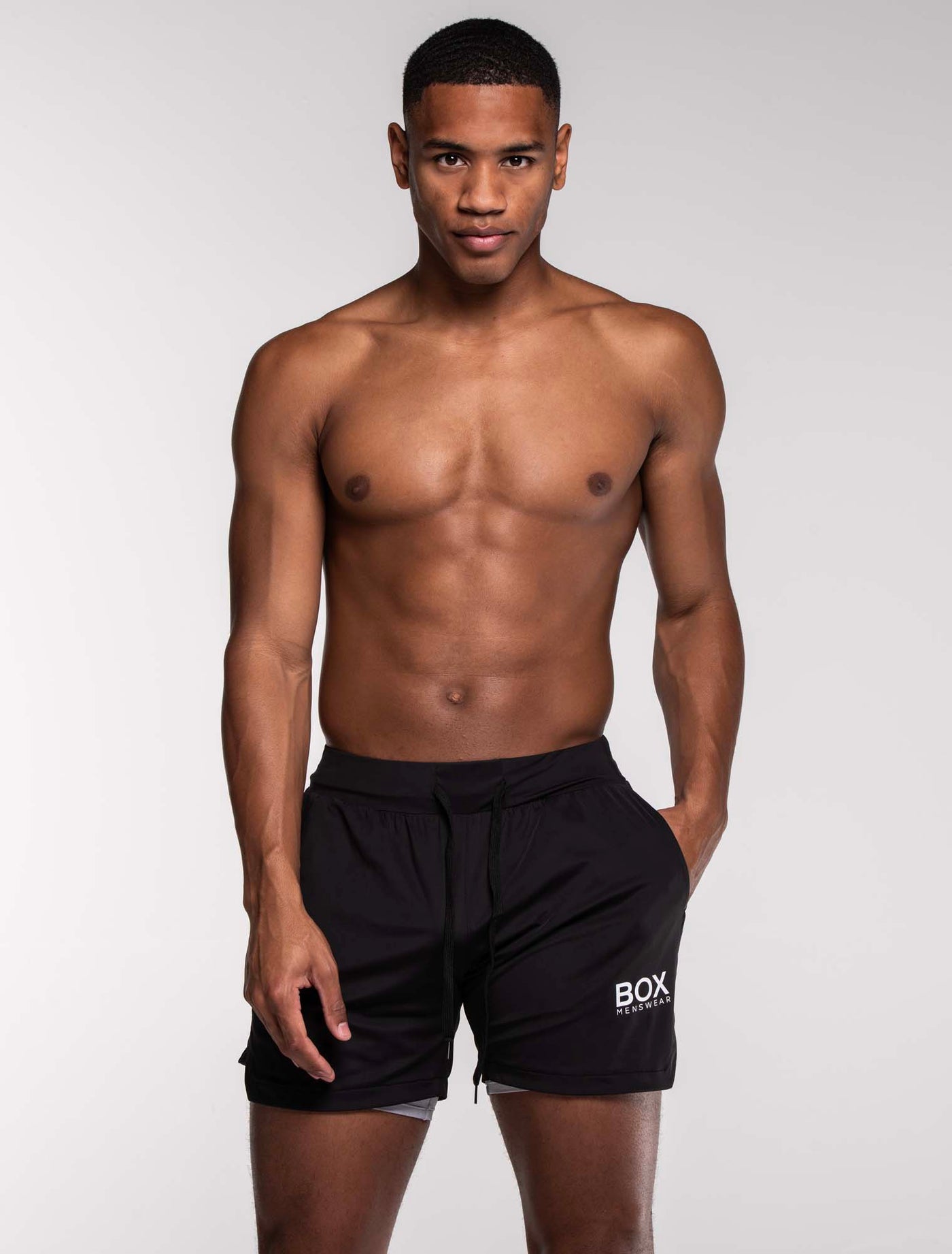 Mens Double Layer Sports Shorts - Black - boxmenswear - {{variant_title}}