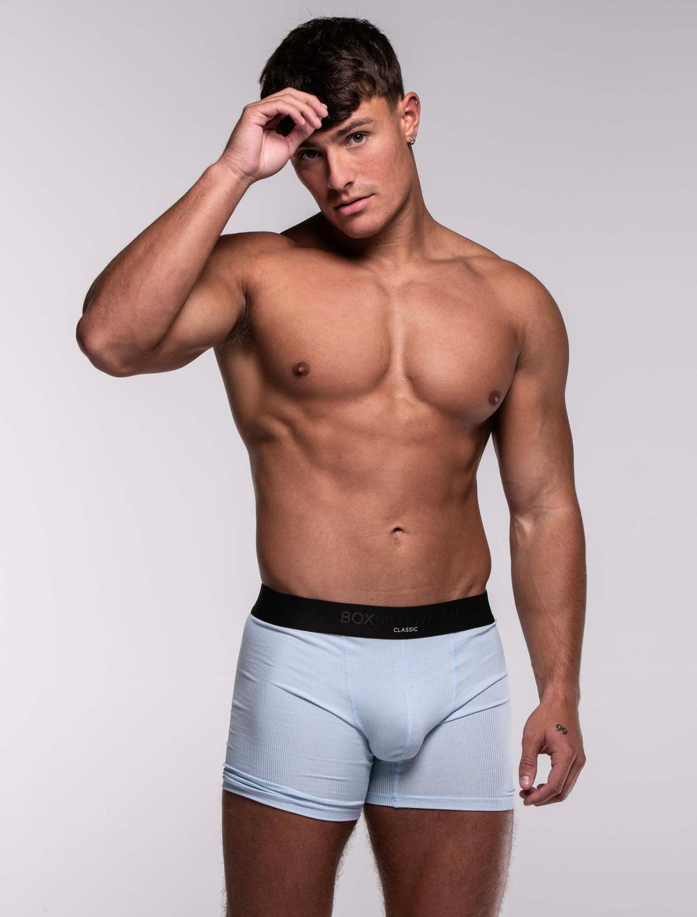 Mens Classic Ribbed Boxers - Blue - boxmenswear - {{variant_title}}