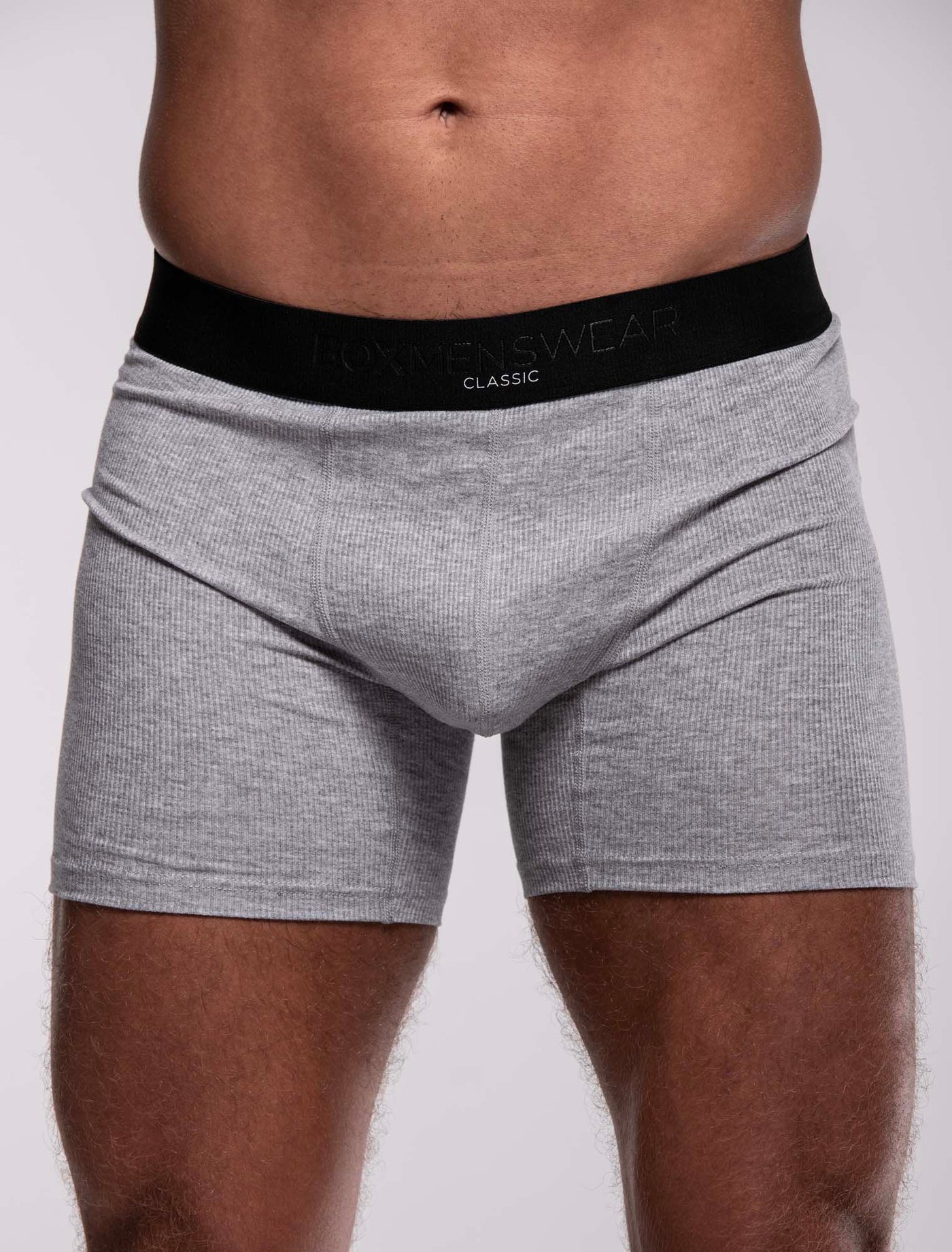 Mens Classic Ribbed Boxers - Grey - boxmenswear - {{variant_title}}