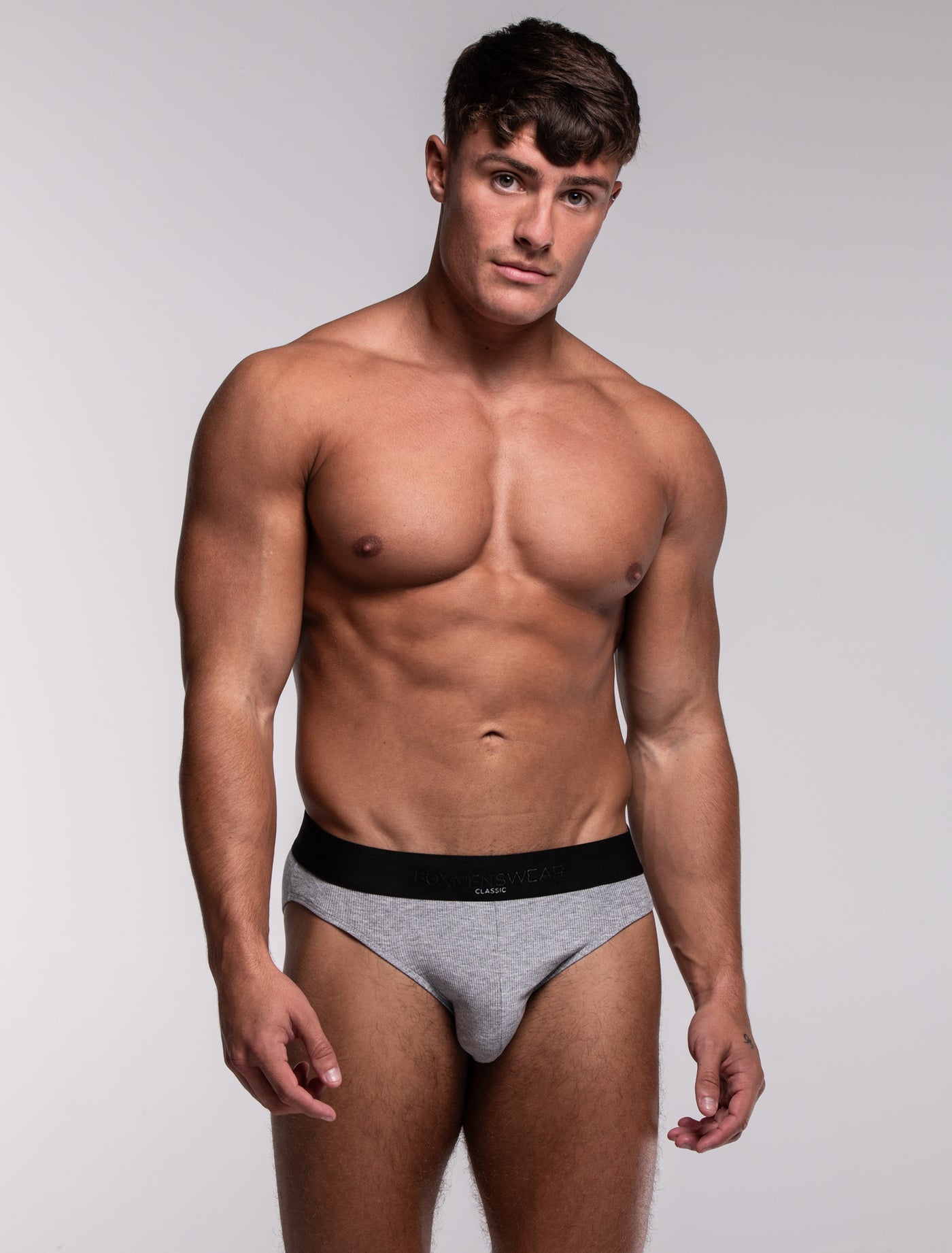 Mens Classic Ribbed Briefs - Grey - boxmenswear - {{variant_title}}