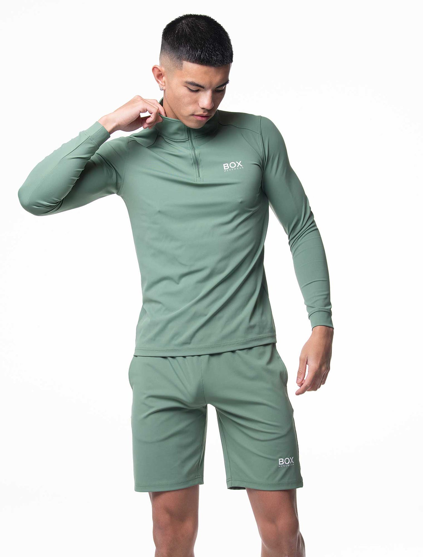 Active Panelled 1/4 Zip Jacket - Green - boxmenswear - {{variant_title}}