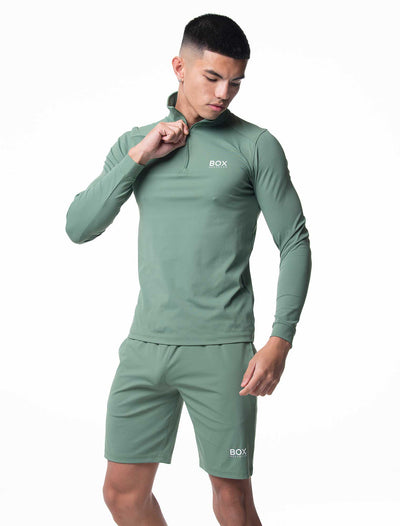 Active Panelled 1/4 Zip Jacket - Green - boxmenswear - {{variant_title}}