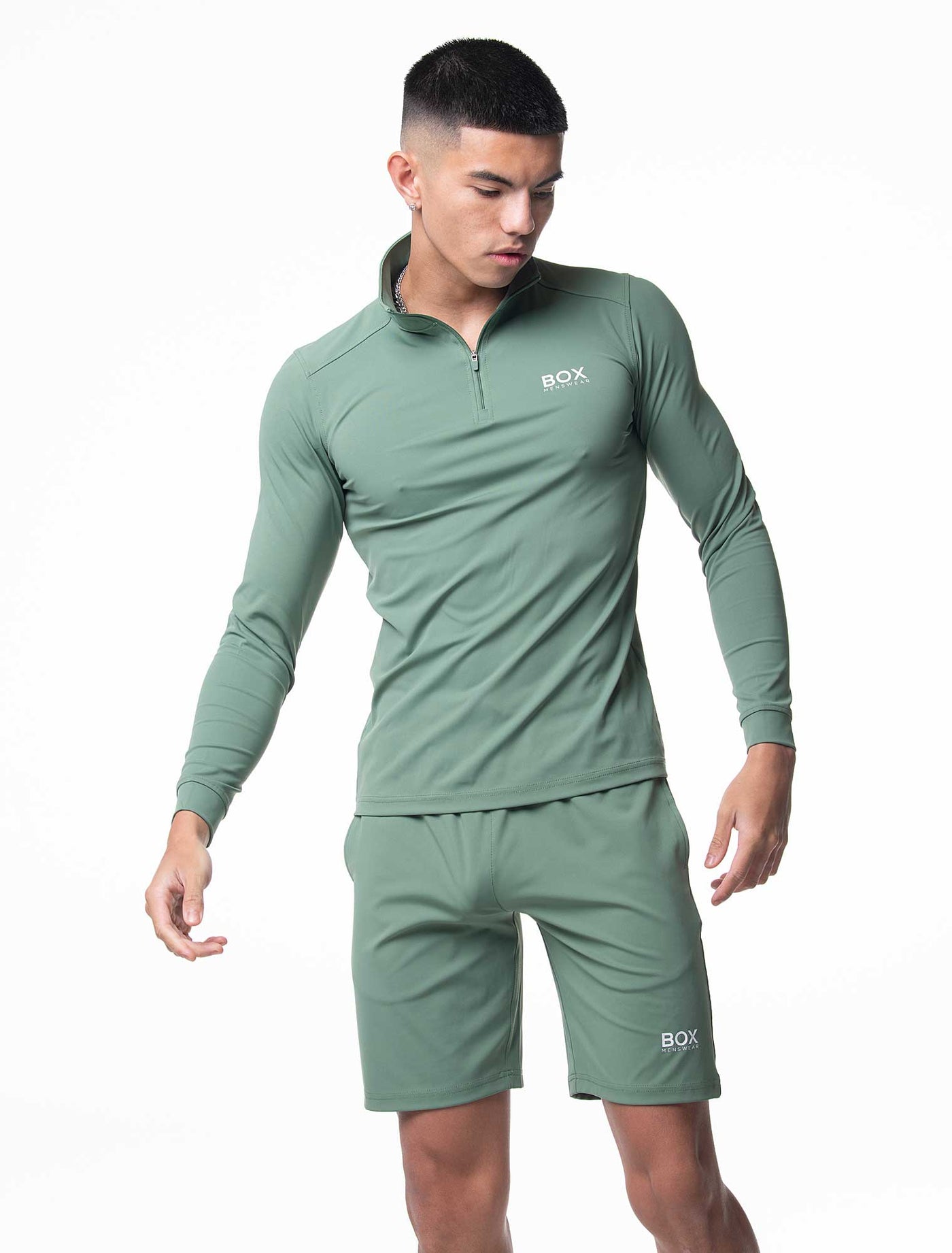 Active Panelled 1/4 Zip Jacket - Green - boxmenswear - {{variant_title}}