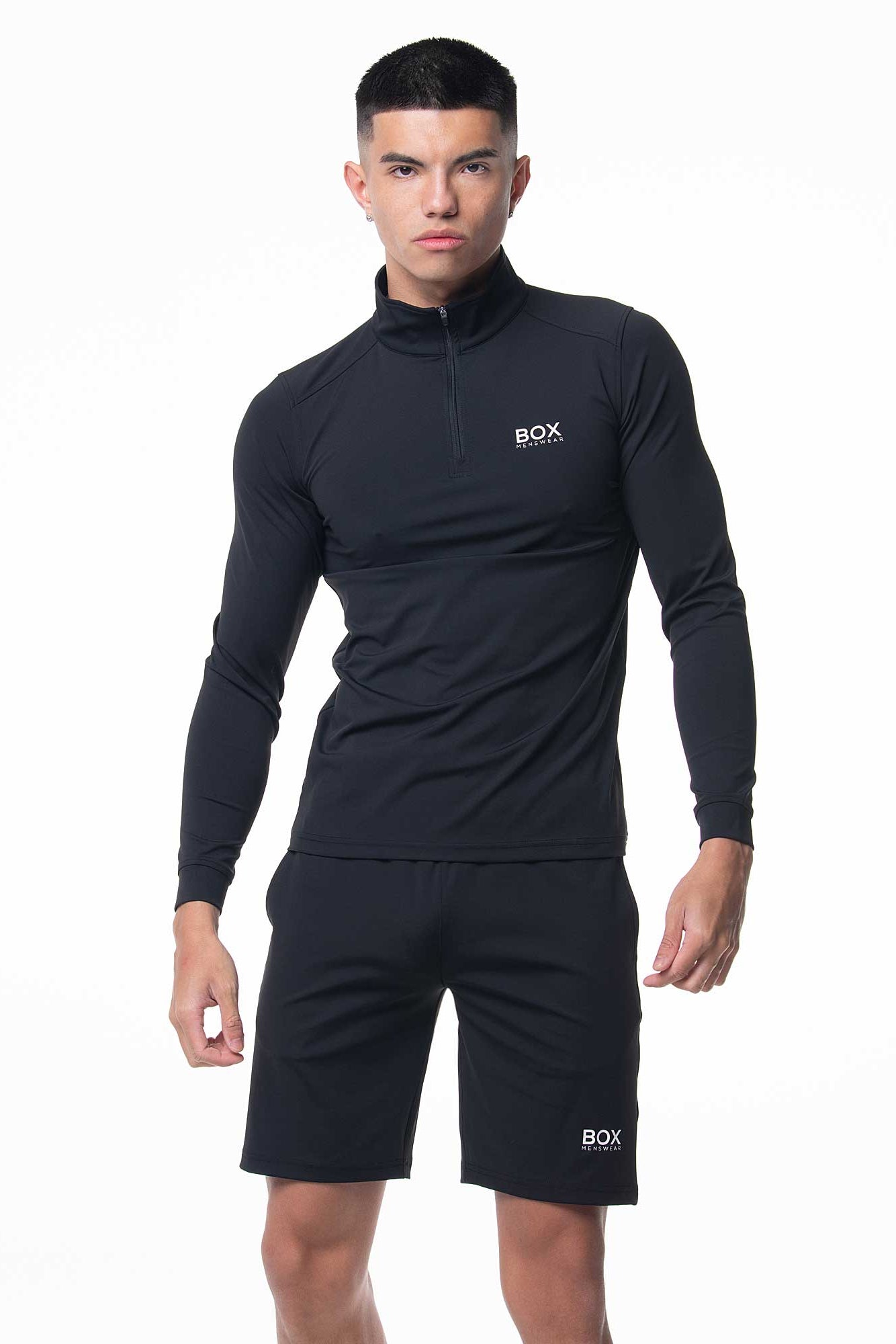Active Panelled 1/4 Zip Jacket - Black - boxmenswear - {{variant_title}}