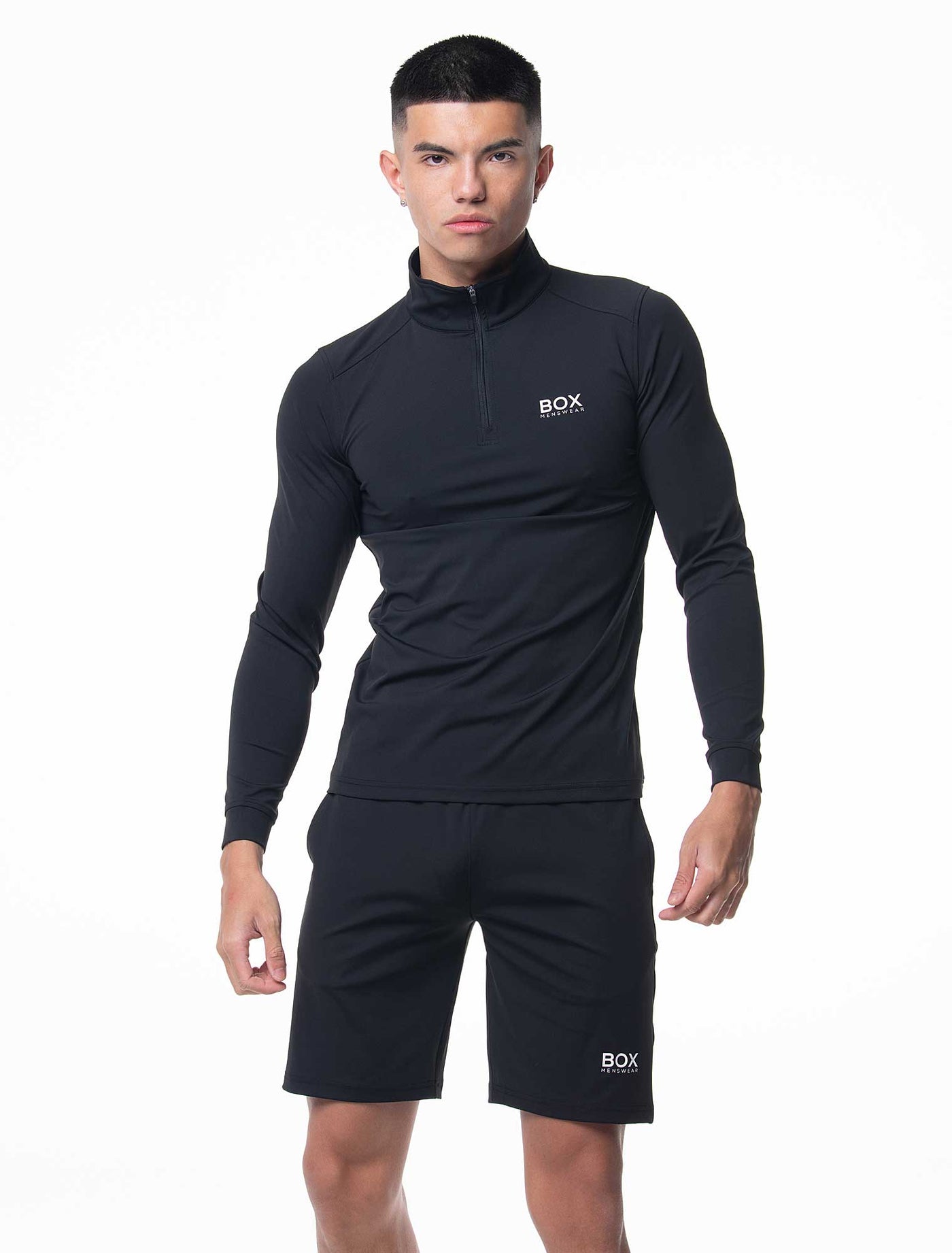 Active Panelled 1/4 Zip Jacket - Black - boxmenswear - {{variant_title}}