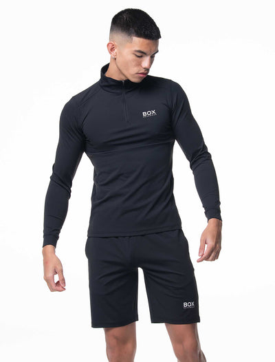 Active Panelled 1/4 Zip Jacket - Black - boxmenswear - {{variant_title}}