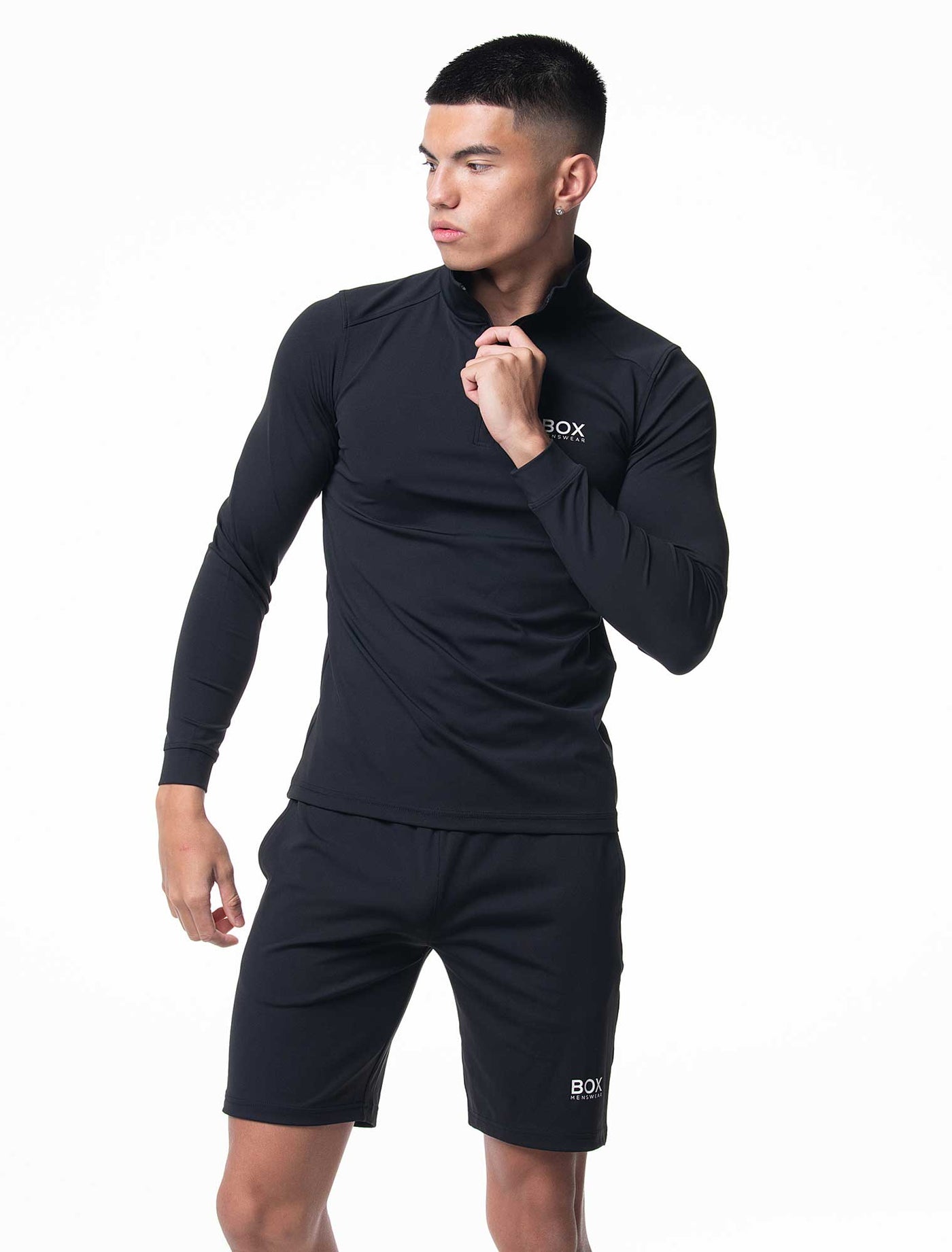 Active Panelled 1/4 Zip Jacket - Black - boxmenswear - {{variant_title}}