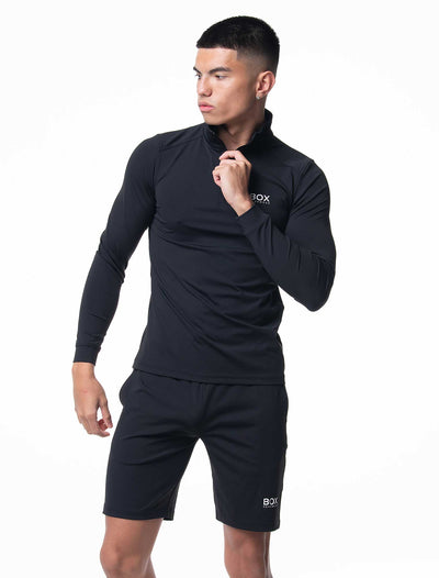 Active Panelled 1/4 Zip Jacket - Black - boxmenswear - {{variant_title}}