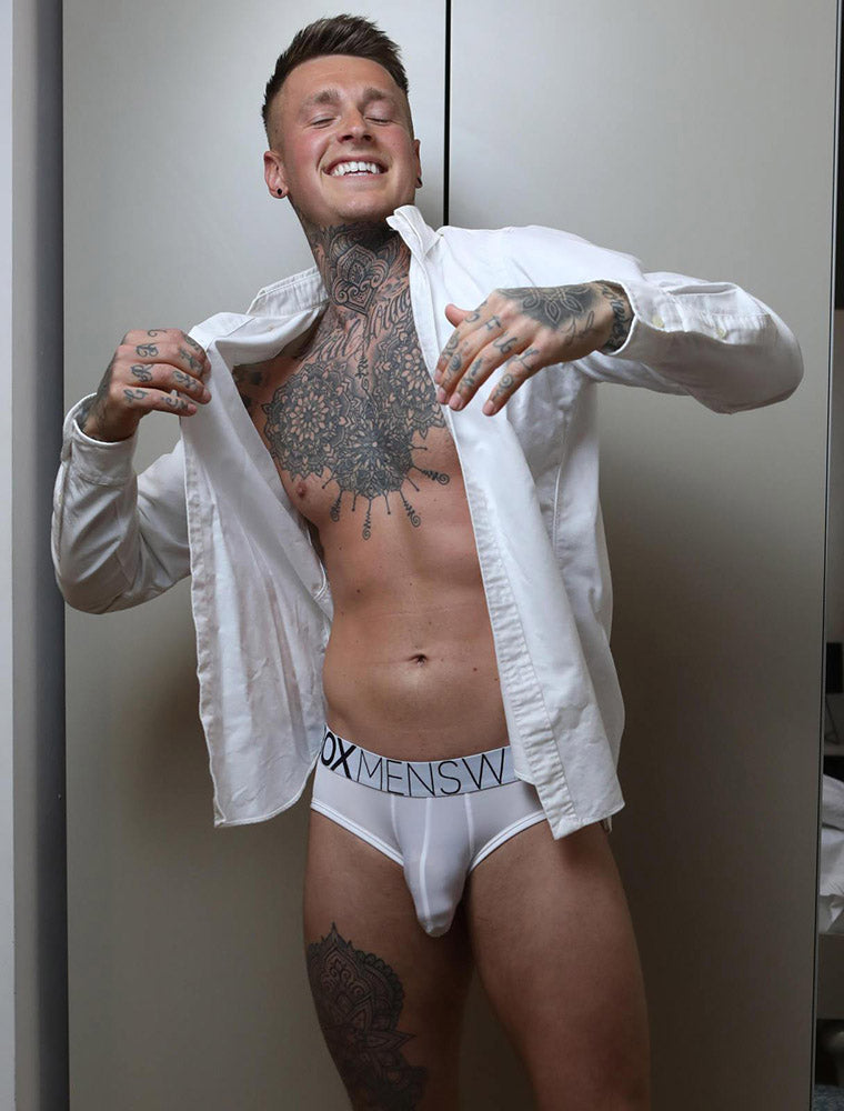 Mens Hipster Trunks : Defined Crotch - White - boxmenswear - {{variant_title}}