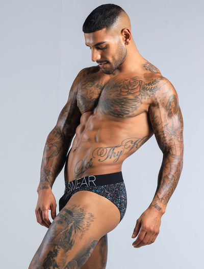 Mens Speckled Briefs - Black - boxmenswear - {{variant_title}}