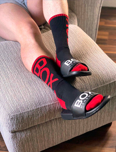 Red Black Lux Socks Adaptive Fit Sliders
